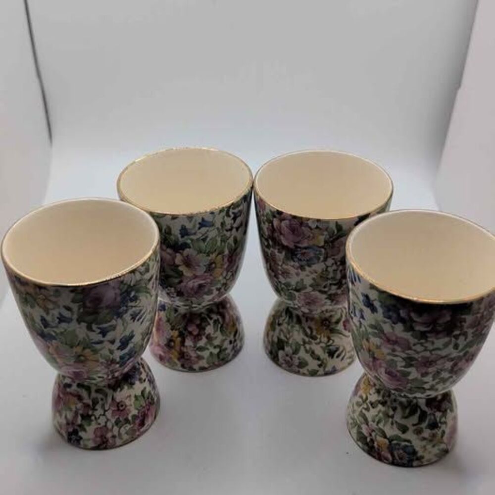 Vintage Royal Winton Summertime Chintz Double Egg Cups Set of 4 Wright Tyndale
